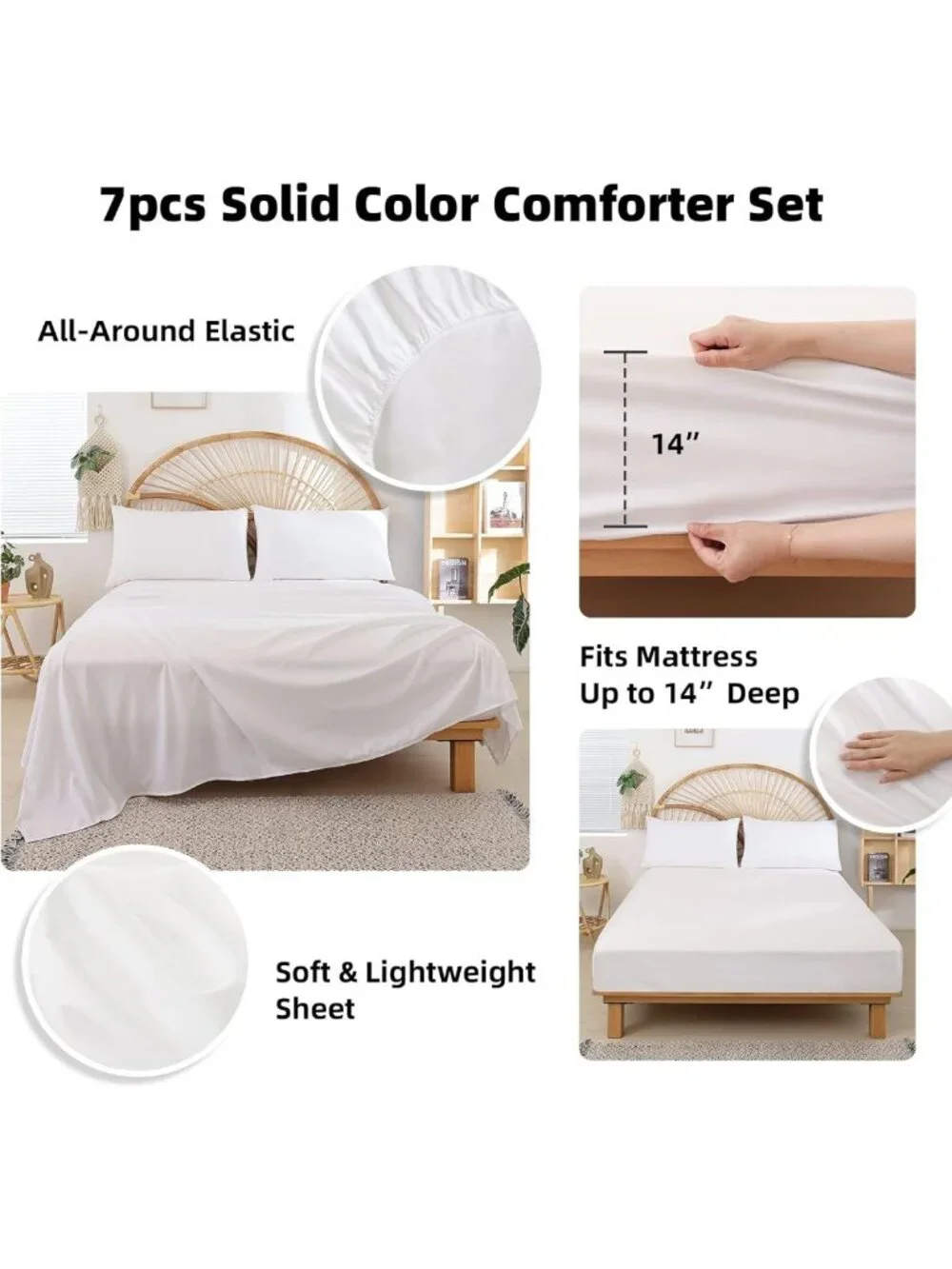 Blush Pink 7-Piece Queen Comforter Set | All-Season Bedding with Sheets & Shams